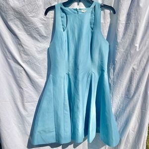 Tiffany Blue Halston Dress w/ Grecian Cut Out Neckline and Godet Pleat Skirt